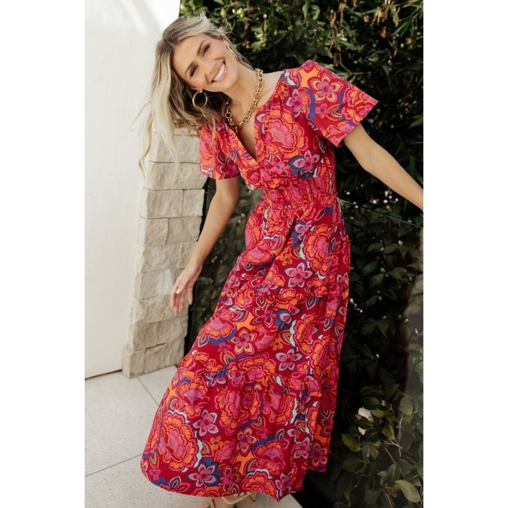Baltic Born Red Floral Maxi Dress